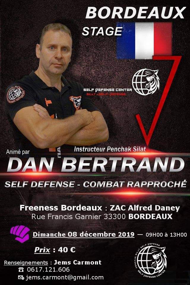 Dan Bertrand en stage self-défense et combat rapproché à Bordeaux (Décembre 2019)